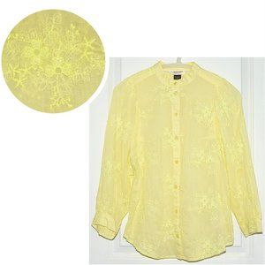 NWT Anthropologie Pilcro Yellow Embroidered Batwing Blouse